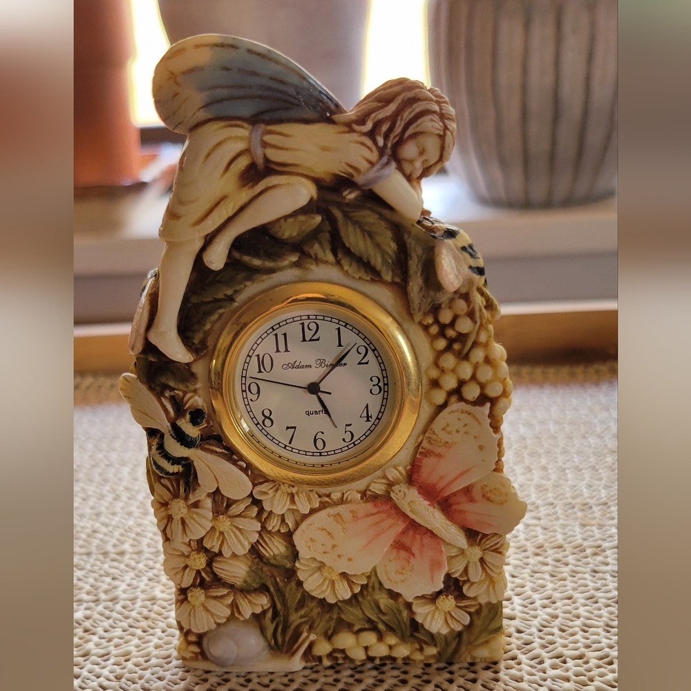 Adam Binder Day Clock Fairies Dance In The Sun W/Flowers Butterflies Bee Vintage